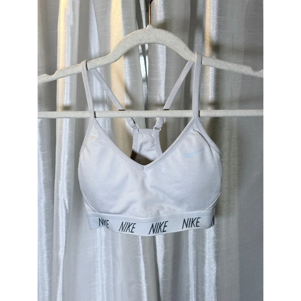 Nike Sports Bra Womens XS White Excellent Dri-FIT Light Support Racerback